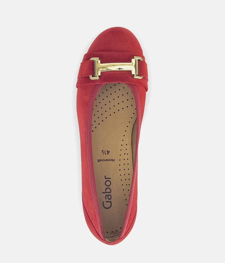 Gabor Gabor Stylish Red Suede Ballet Flats New