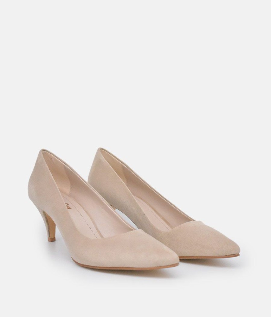 Belle & Lucy Belle & Lucy Classic Beige Suedette Heels Online