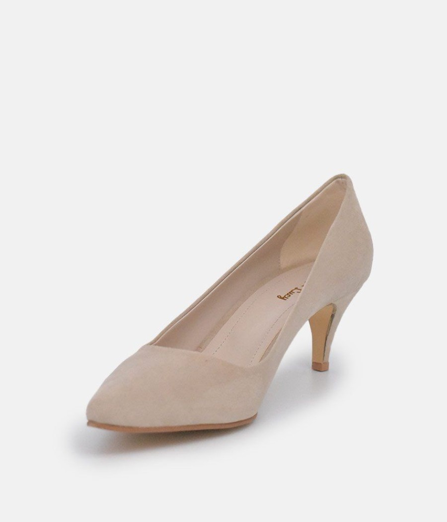 Belle & Lucy Belle & Lucy Classic Beige Suedette Heels Online