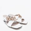 Belle & Lucy Stylish White Criss Cross Block Heel Mules Best