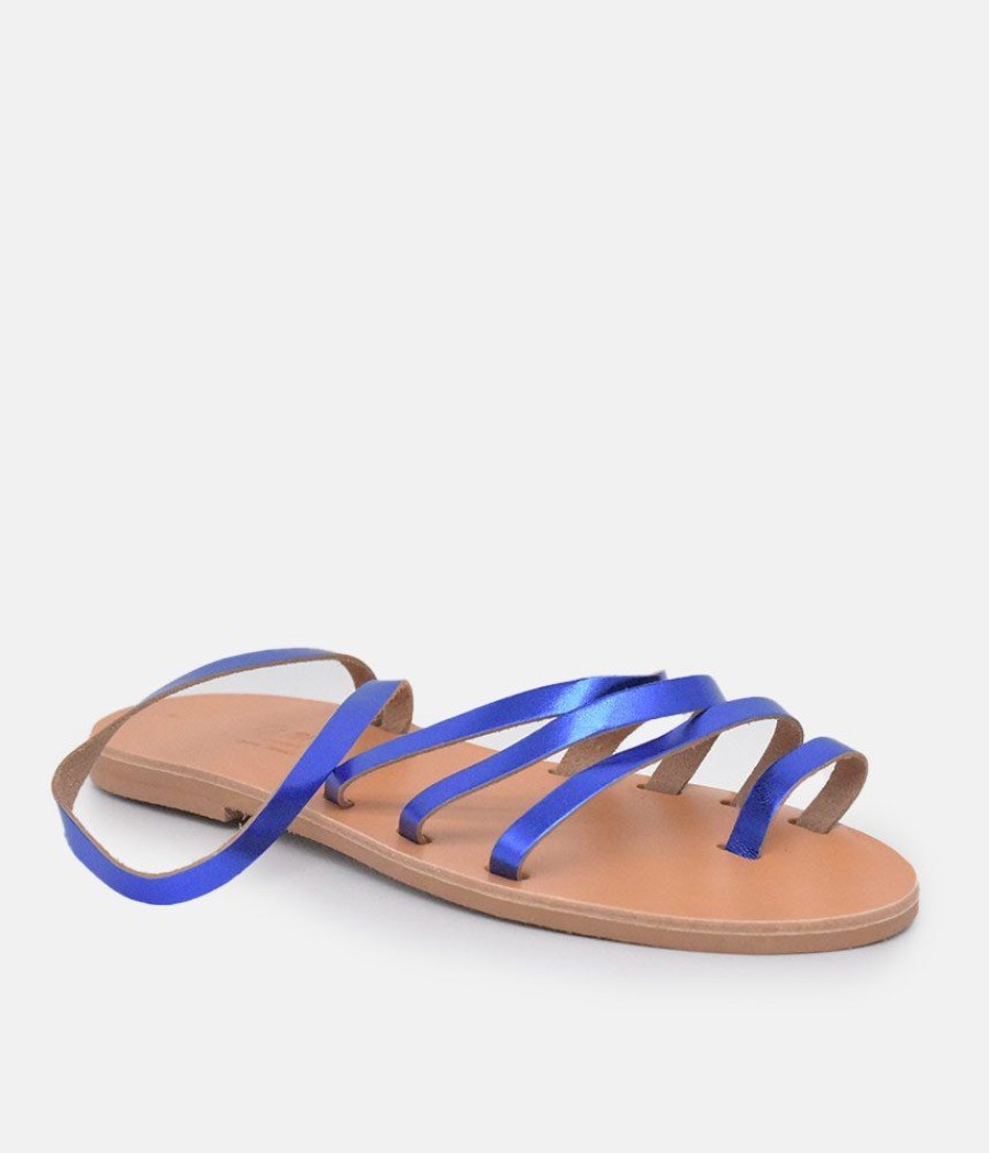 Glaritis Glaritis Pretty Blue Leather Strappy Sandals Wholesale