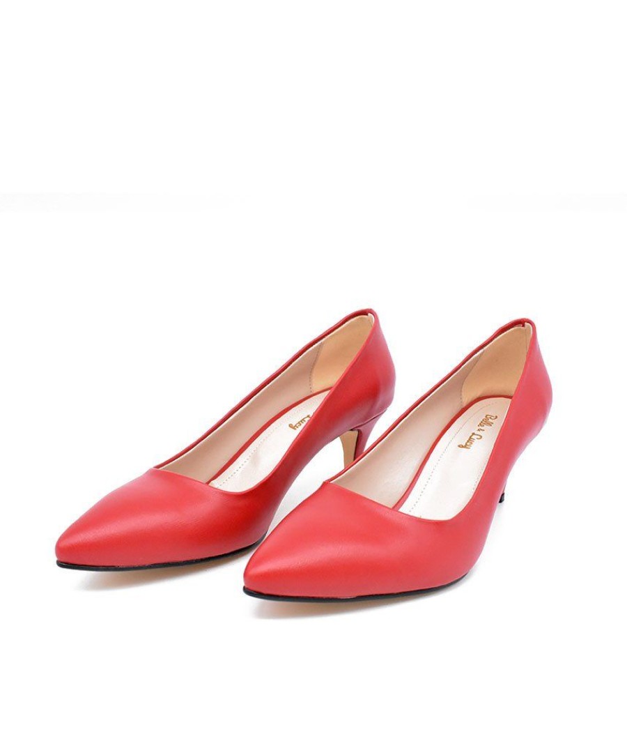 Belle & Lucy Classic Red Midi Heels Clearance