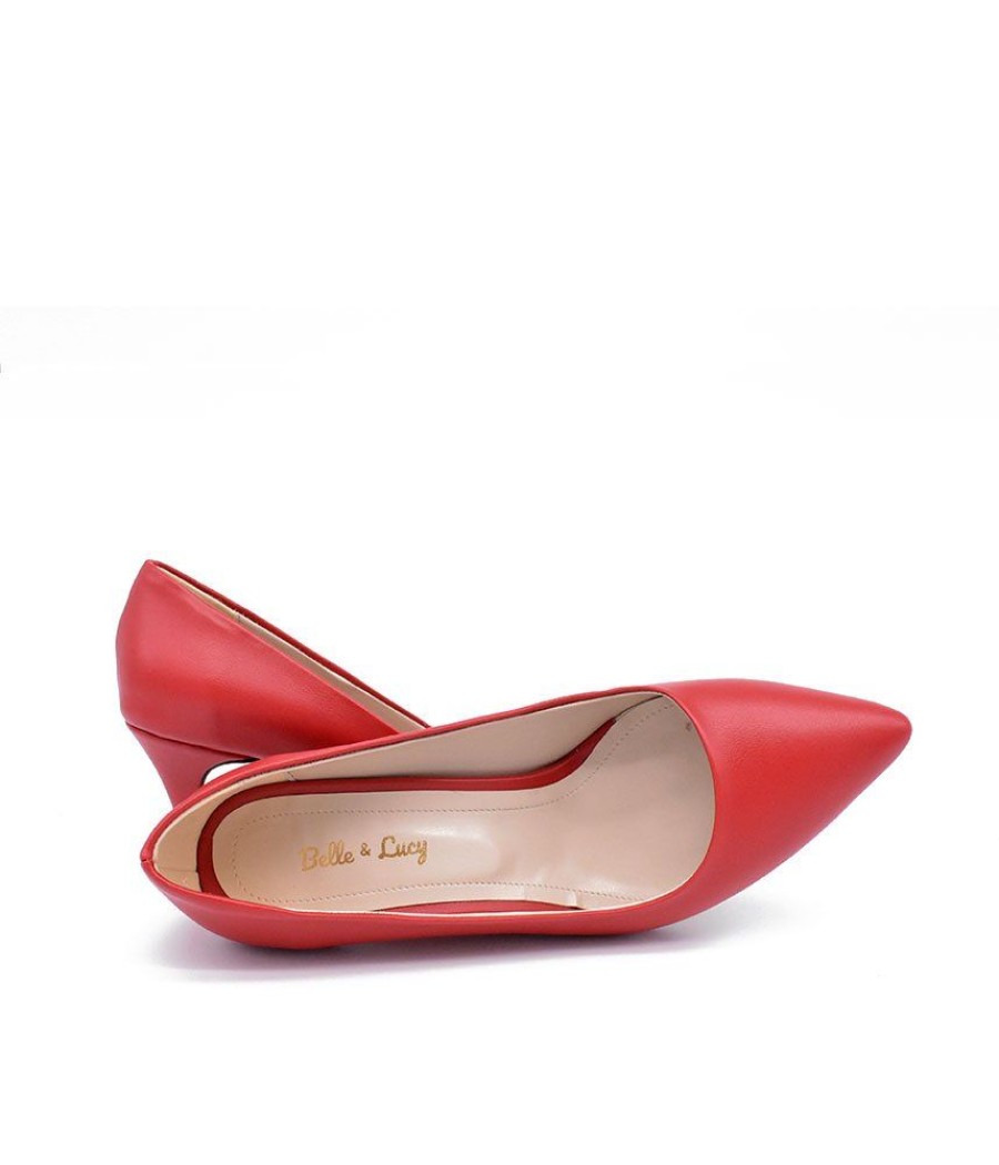 Belle & Lucy Classic Red Midi Heels Clearance