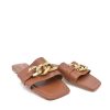 Belle & Lucy Stylish Brown Slip On Buckle Sandals Clearance