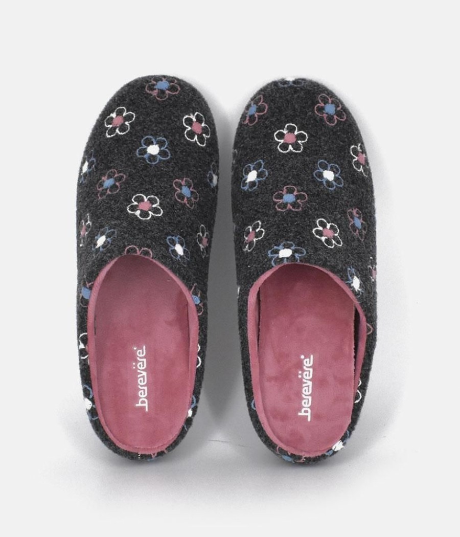 Berevere Pretty Grey Flower Slippers Online