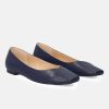 Andres Machado Chic Navy Square Toe Ballerina Flats Best