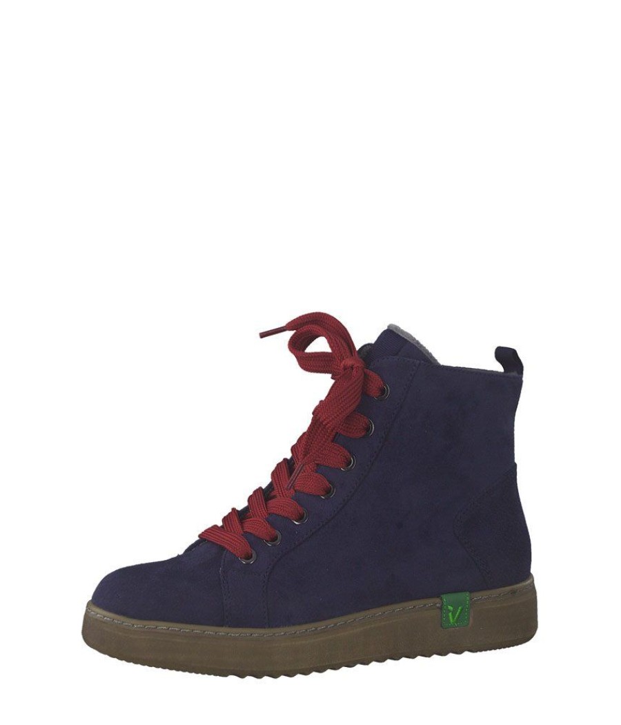 Jana Jana Stylish Vegan Navy/Red Ankle Boots Best