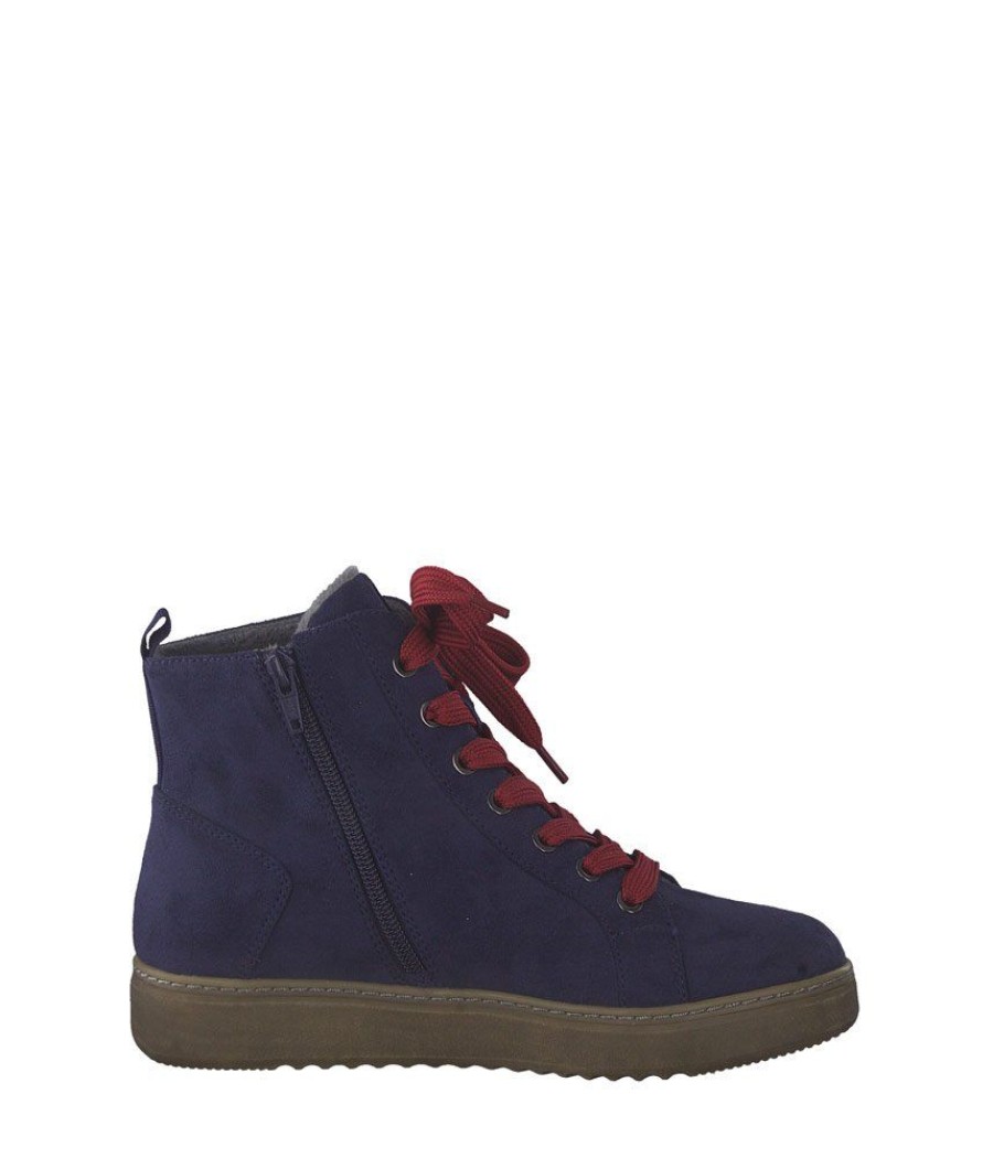 Jana Jana Stylish Vegan Navy/Red Ankle Boots Best