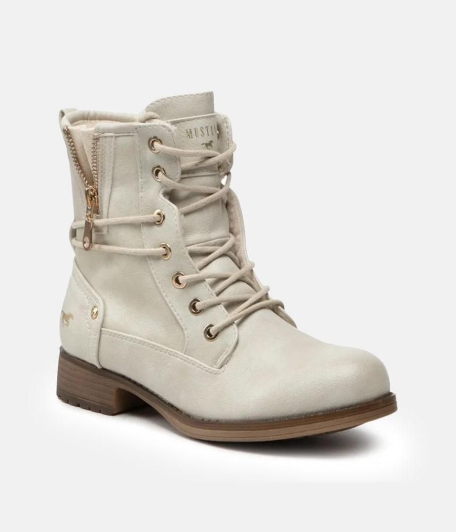 Mustang Casual Cosy Lined Mustang Ice White Ankle Boots Online