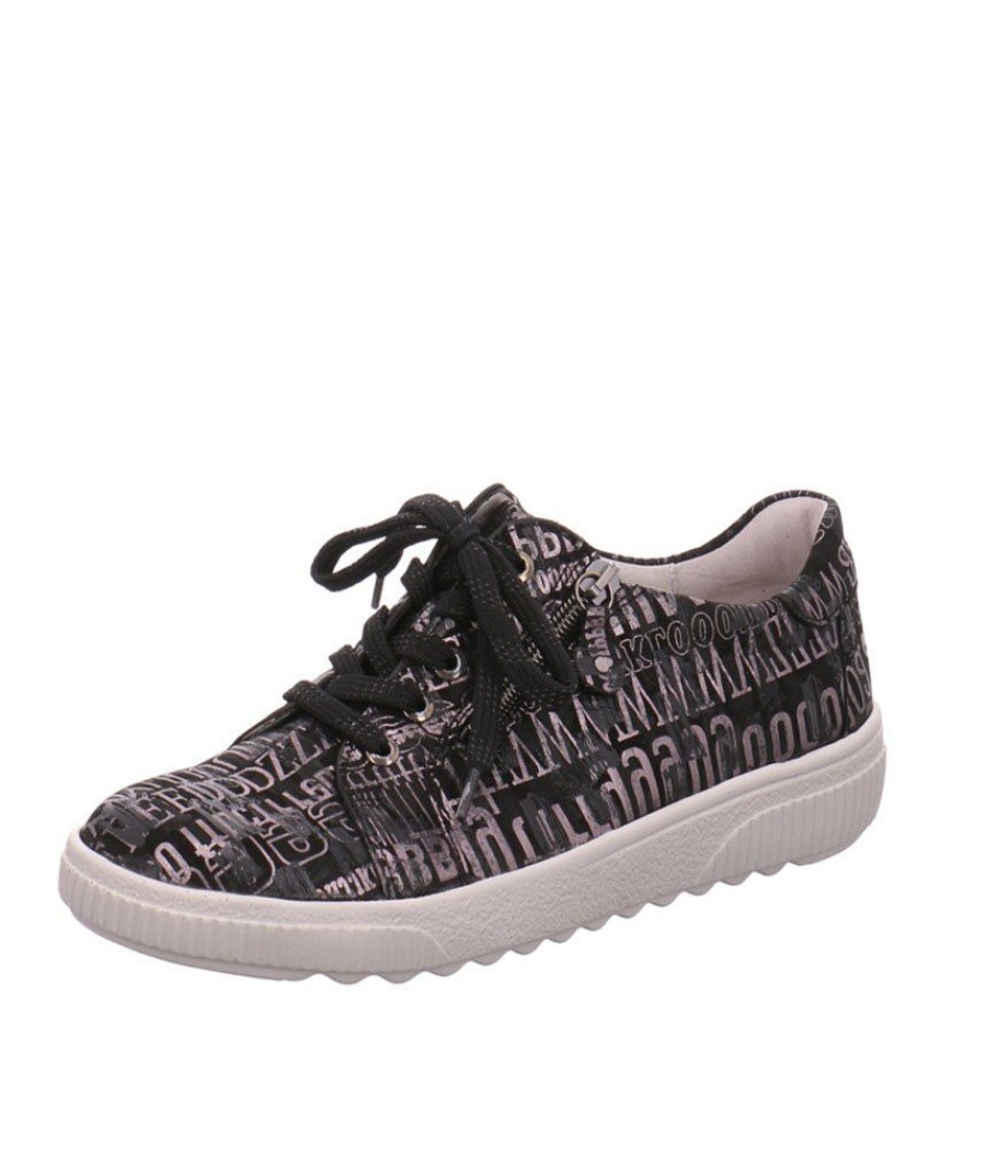 Waldlaufer Waldlaufer Trendy Wide Fit Black Pattern Sneaker New