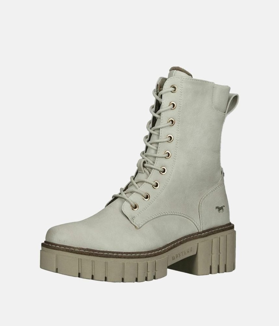 Mustang Mustang Ice White Platform Ankle Boots Wholesale