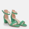 Belle & Lucy Barely There Green Suedette Block Heels Online