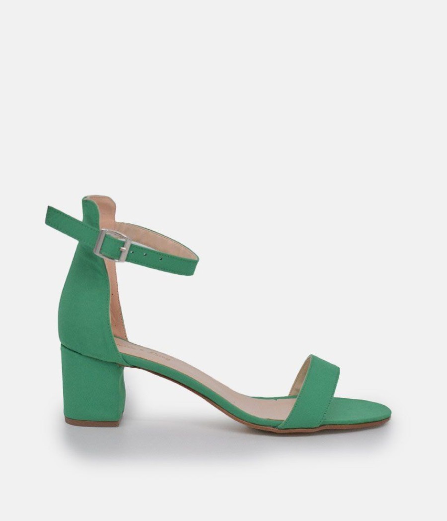 Belle & Lucy Barely There Green Suedette Block Heels Online