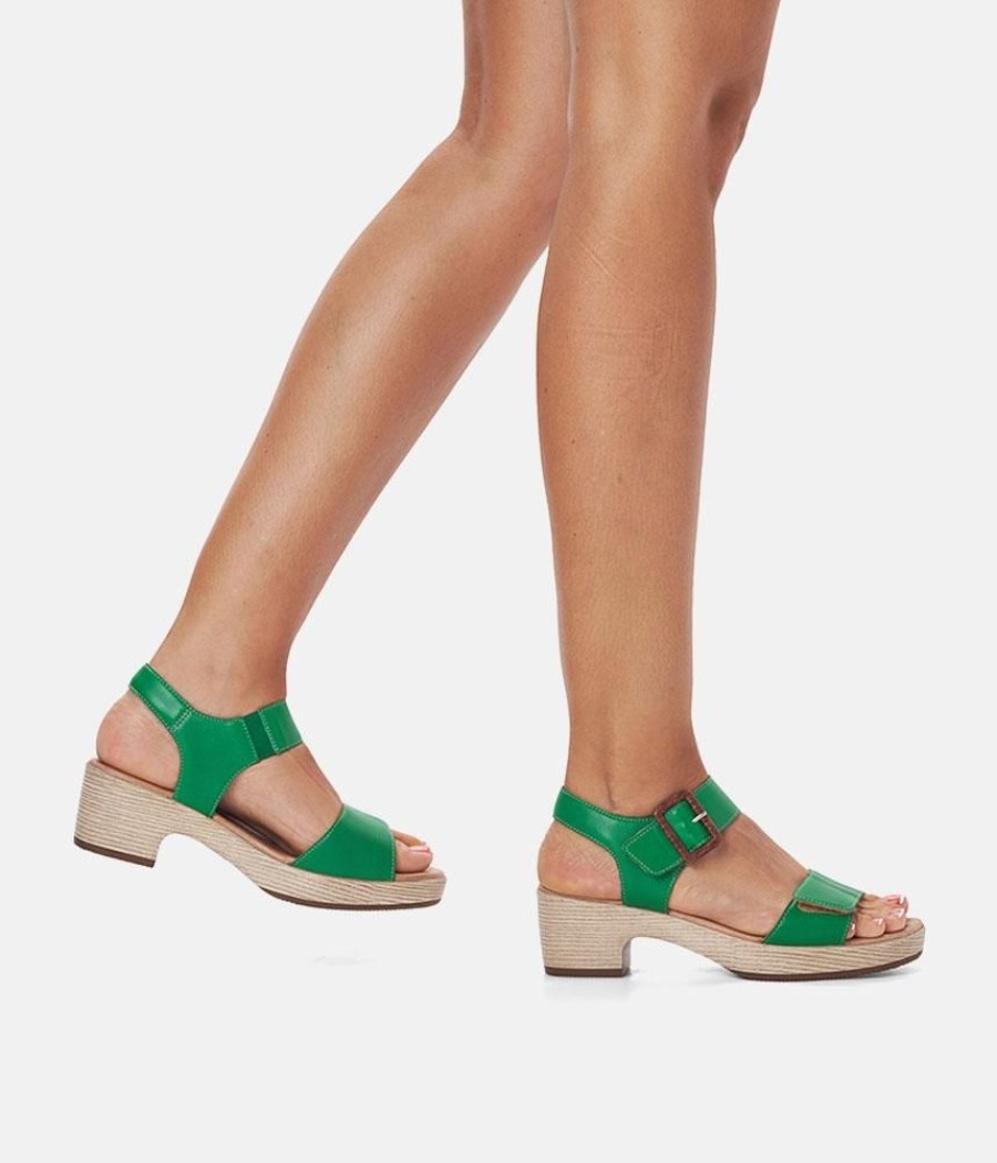 Remonte Remonte Emerald Green Leather Fashion Sandals Clearance