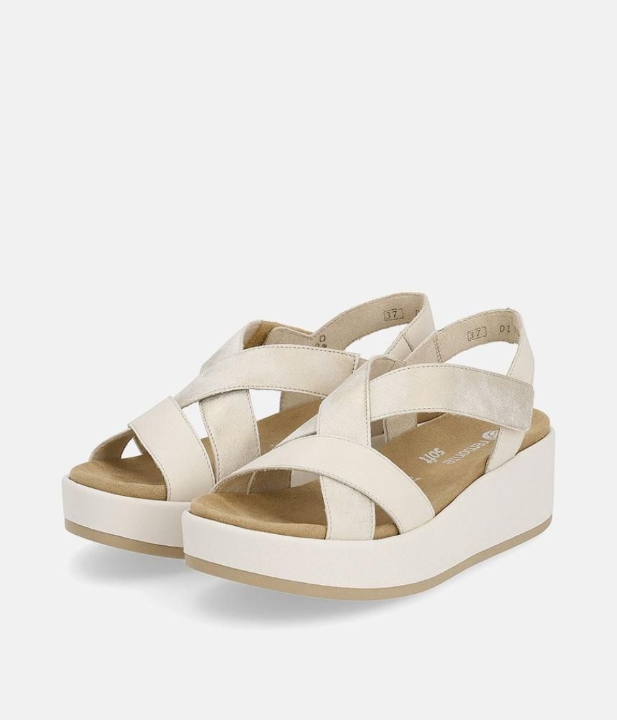 Remonte Remonte Versatile Criss Cross Beige Sandals New