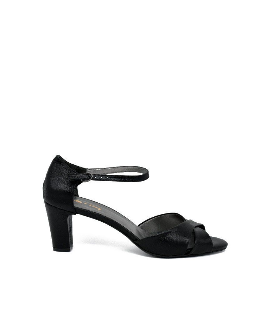 Belle & Lucy Glam Black Ankle Strap Sandals Hot