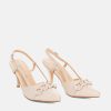 Andres Machado Dressy Beige Patent Slingback Heels Clearance