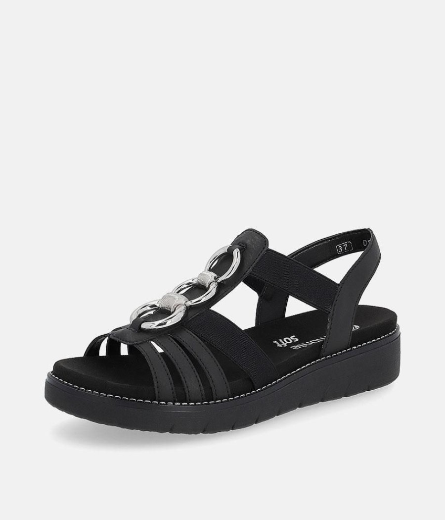 Remonte Remonte Dressy Black Elasticated Sandals Hot