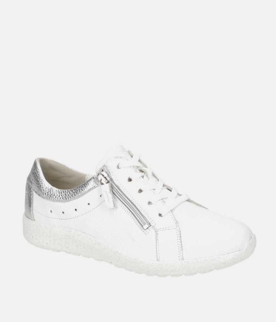 Waldlaufer Waldlaufer Stylish Extra Wide White/Silver Trainers New