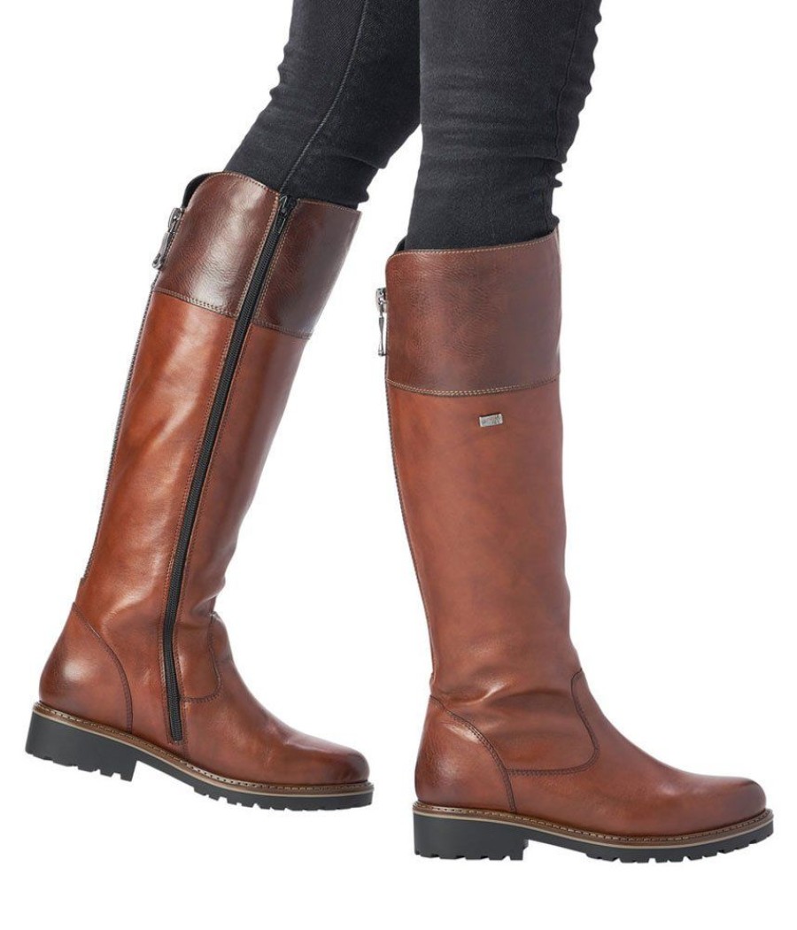 Remonte Versatile Two Tone Brown Zip Up Long Boots Hot