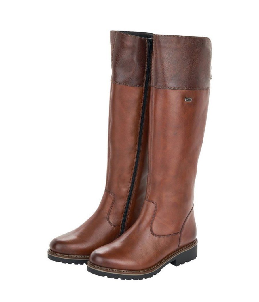 Remonte Versatile Two Tone Brown Zip Up Long Boots Hot