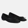 Andres Machado Plush Black Suede Bow Tie Ballet Flats Best