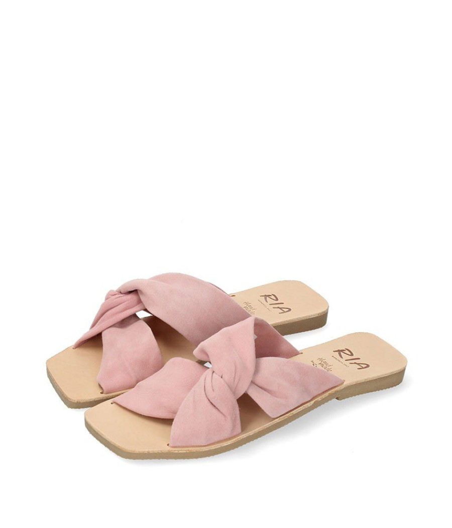 Ria Ria Plush Pink Suede Criss Cross Sandals Online