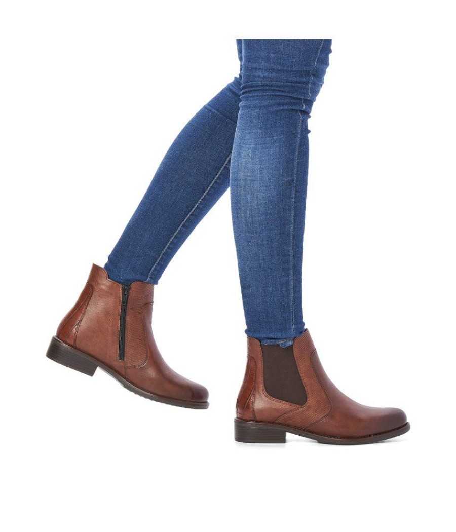 Remonte Remonte Stylish Chestnut Chelsea Style Ankle Boots New