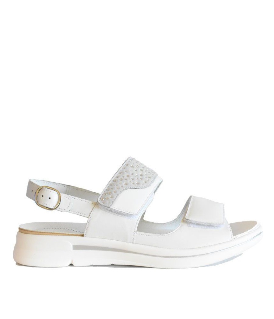 Waldlaufer Waldlaufer Pretty White/Grey Leather Sandals Hot