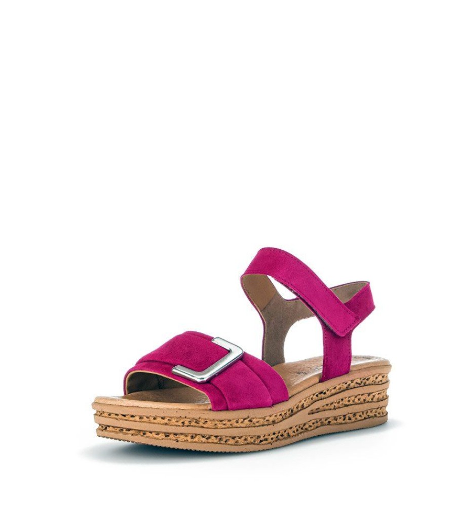 Gabor Gabor Stylish Pink Cork Wedge Sandals Hot