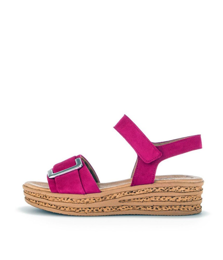 Gabor Gabor Stylish Pink Cork Wedge Sandals Hot