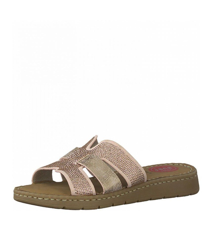 Jana Jana Pretty Rose Leather Slides Clearance