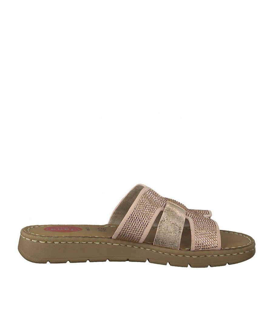 Jana Jana Pretty Rose Leather Slides Clearance