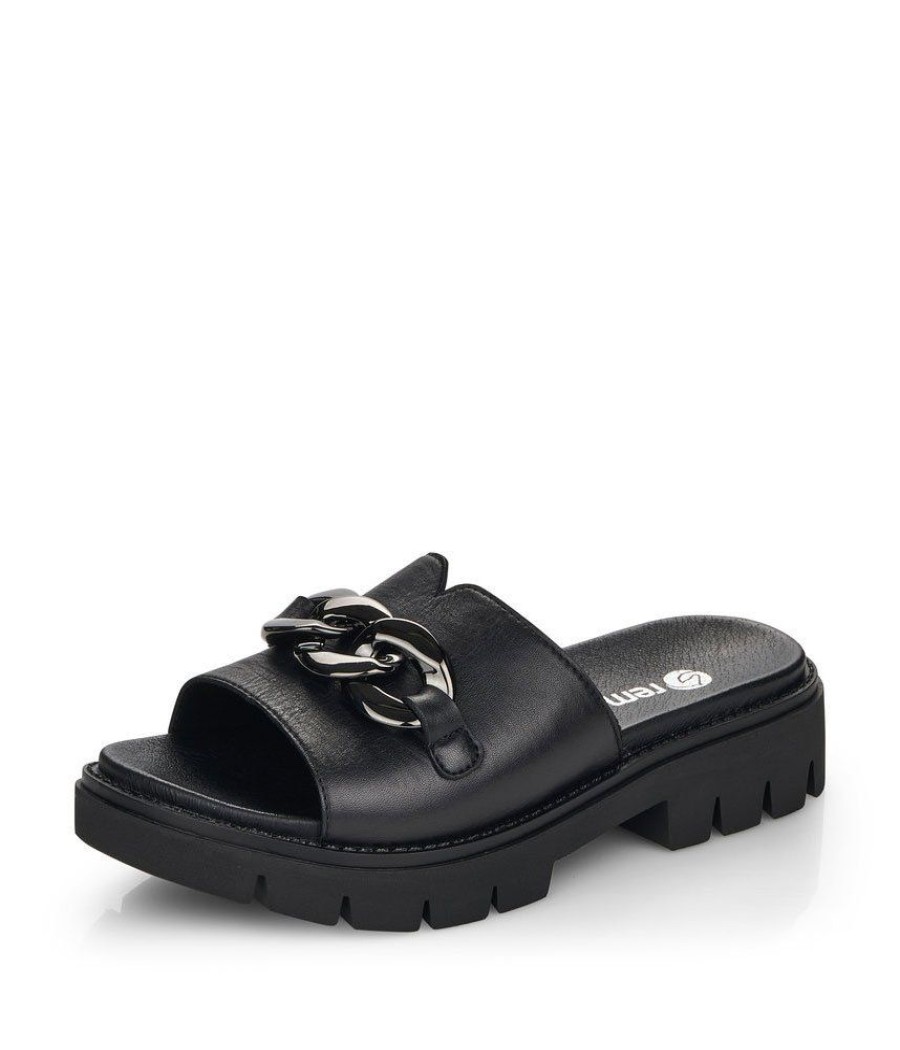 Remonte Remonte Fab Chunky Black Leather Mules Wholesale