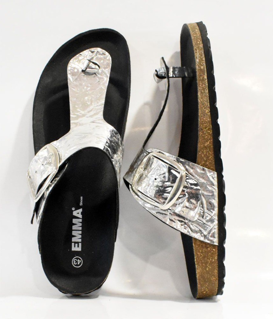 Emma Gorgeous Glitzy Silver Thong Sandals Online