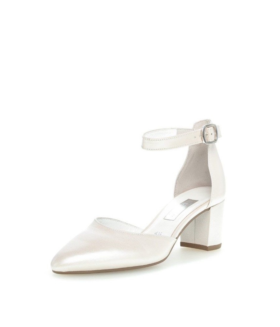 Gabor Gabor Fashionable Pearl White Ankle Strap Heels Wholesale