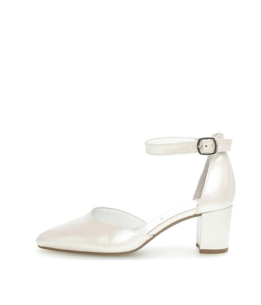 Gabor Gabor Fashionable Pearl White Ankle Strap Heels Wholesale