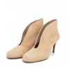 Cinderella Shoes Elegant Beige Suede V Cut Heeled Shoe Boot Best