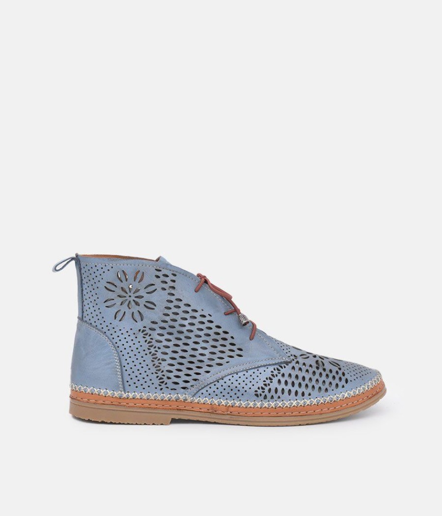 Palmiya Comfortable Blue Leather Booties Best