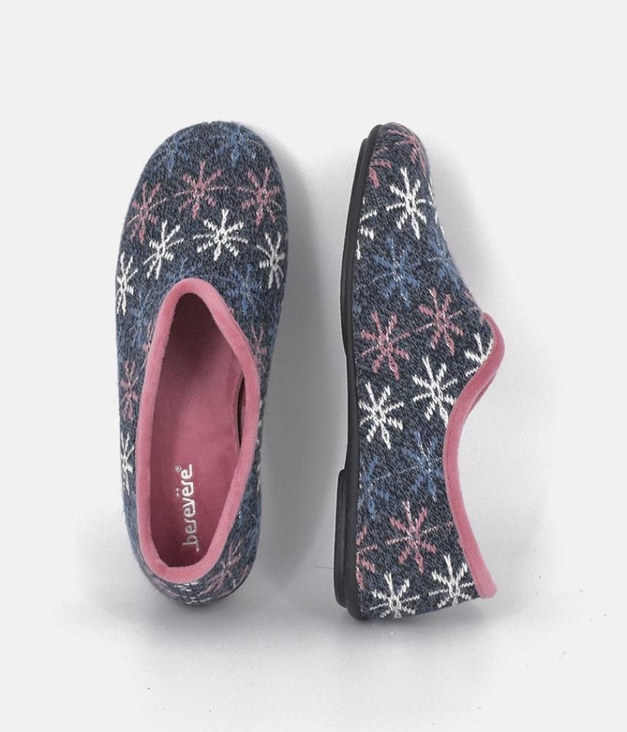 Berevere Pretty Navy & Pink Multi Slippers Clearance