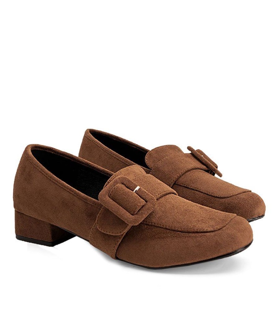 Andres Machado Dressy Brown Faux Suede Buckle Slip On Shoe Wholesale