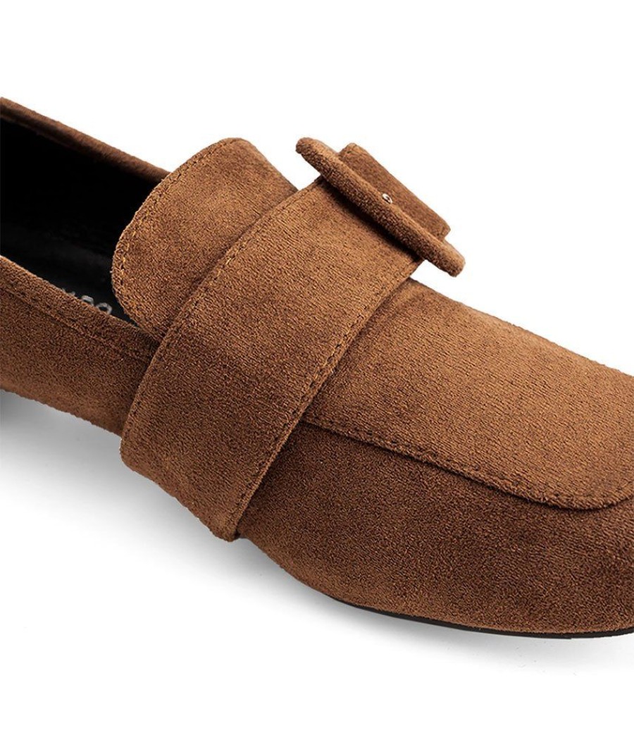 Andres Machado Dressy Brown Faux Suede Buckle Slip On Shoe Wholesale