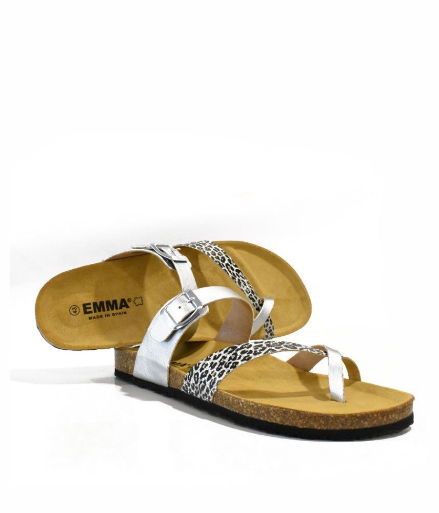 Emma Fashionable Vegan Leopard And Metallic Sandals New