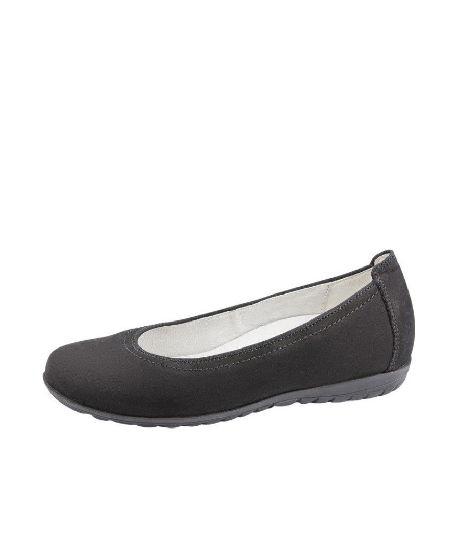 Waldlaufer Stylish Black Suede Wide Fit Ballerinas Online