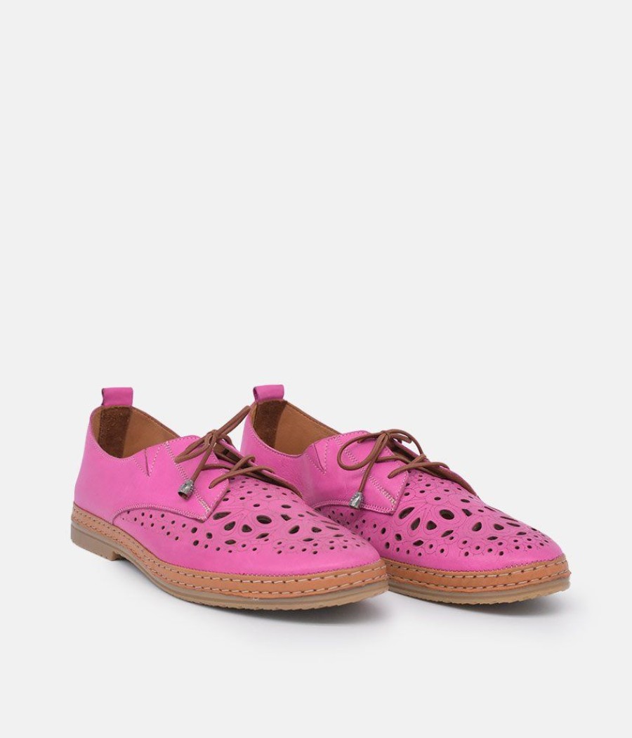 Palmiya Comfortable Hot Pink Leather Shoes Wholesale