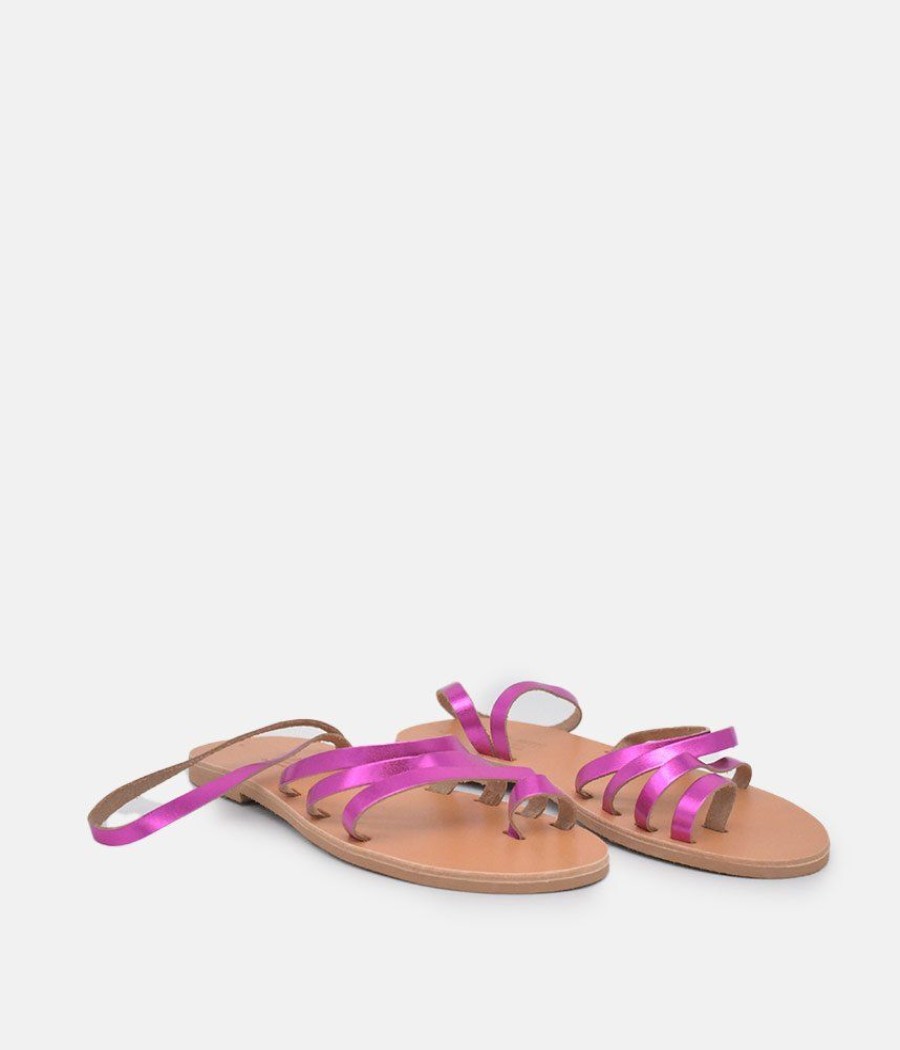 Glaritis Glaritis Hot Pink Leather Strappy Sandals New