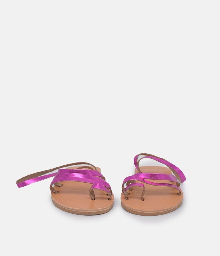 Glaritis Glaritis Hot Pink Leather Strappy Sandals New