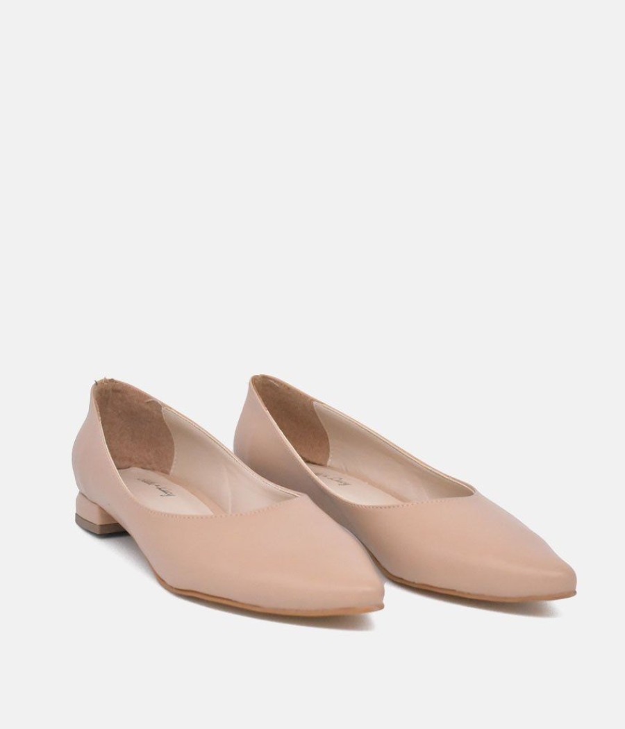 Belle & Lucy Belle & Lucy Stylish Beige Pointy Toe Flats Best