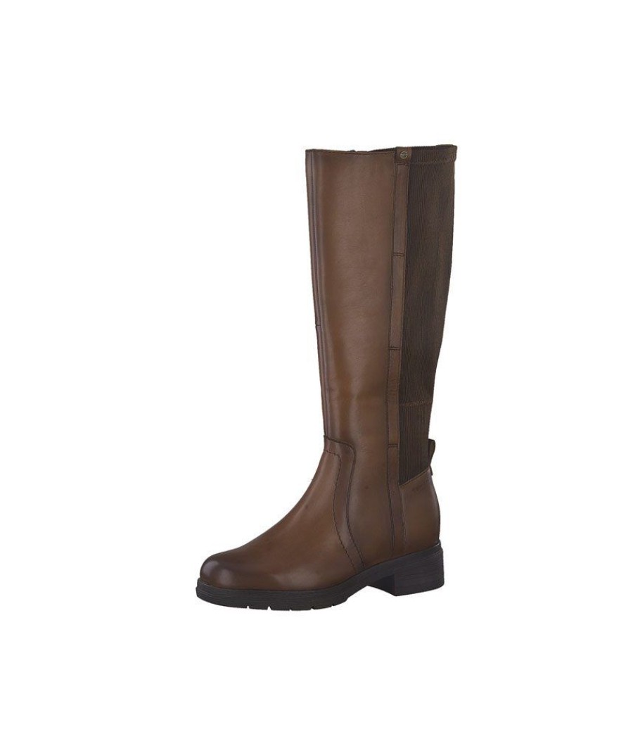 Tamaris Tamaris Versatile Cognac Leather Knee High Boots New