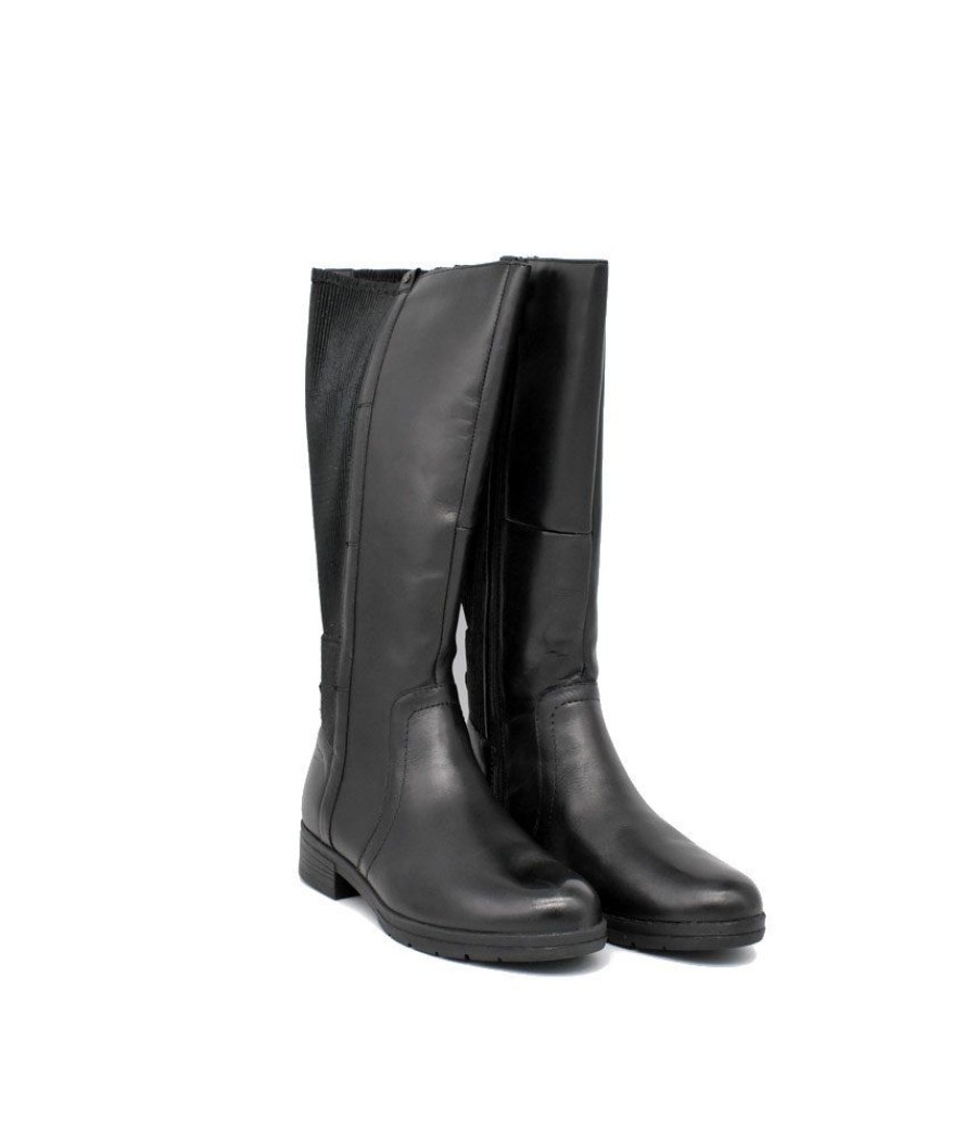 Tamaris Tamaris Versatile Black Leather Knee High Boots Wholesale